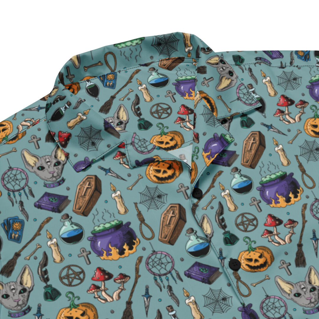 Haunted Horrors Spooky Season Button Up Shirt | Alternative Streetwear - Image 4