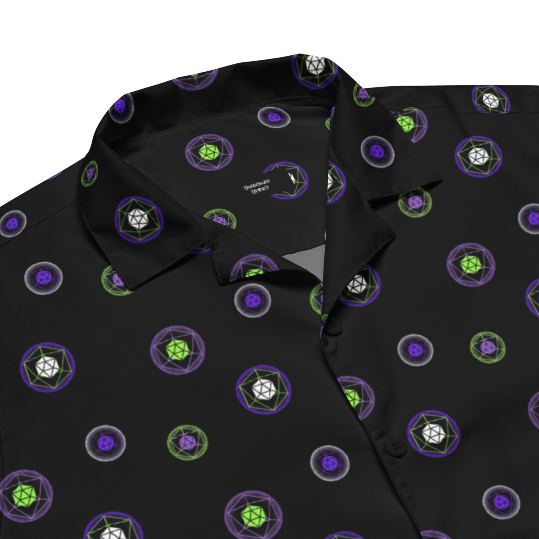 Odesza All Over Logo Purple Black Green Unisex button up shirt | Premium Quality - Image 9