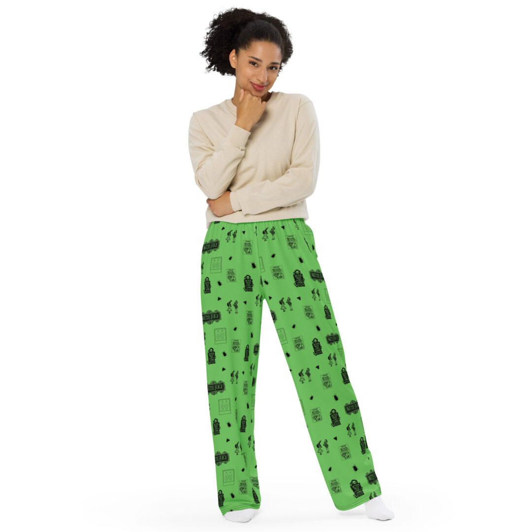 Beetle Juice Green All-over print unisex wide-leg pants - Image 3