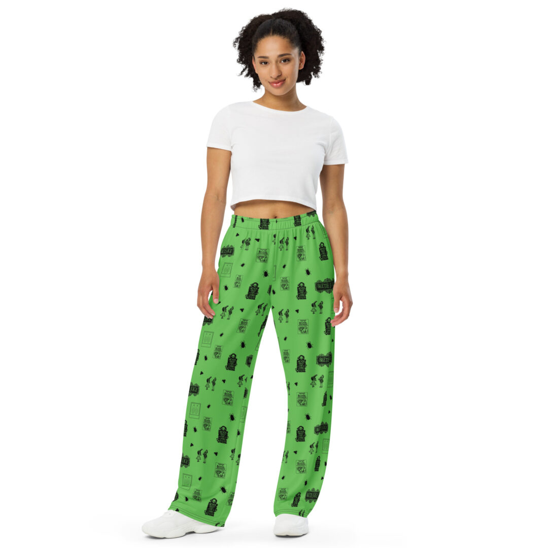 Beetle Juice Green All-over print unisex wide-leg pants - Image 8