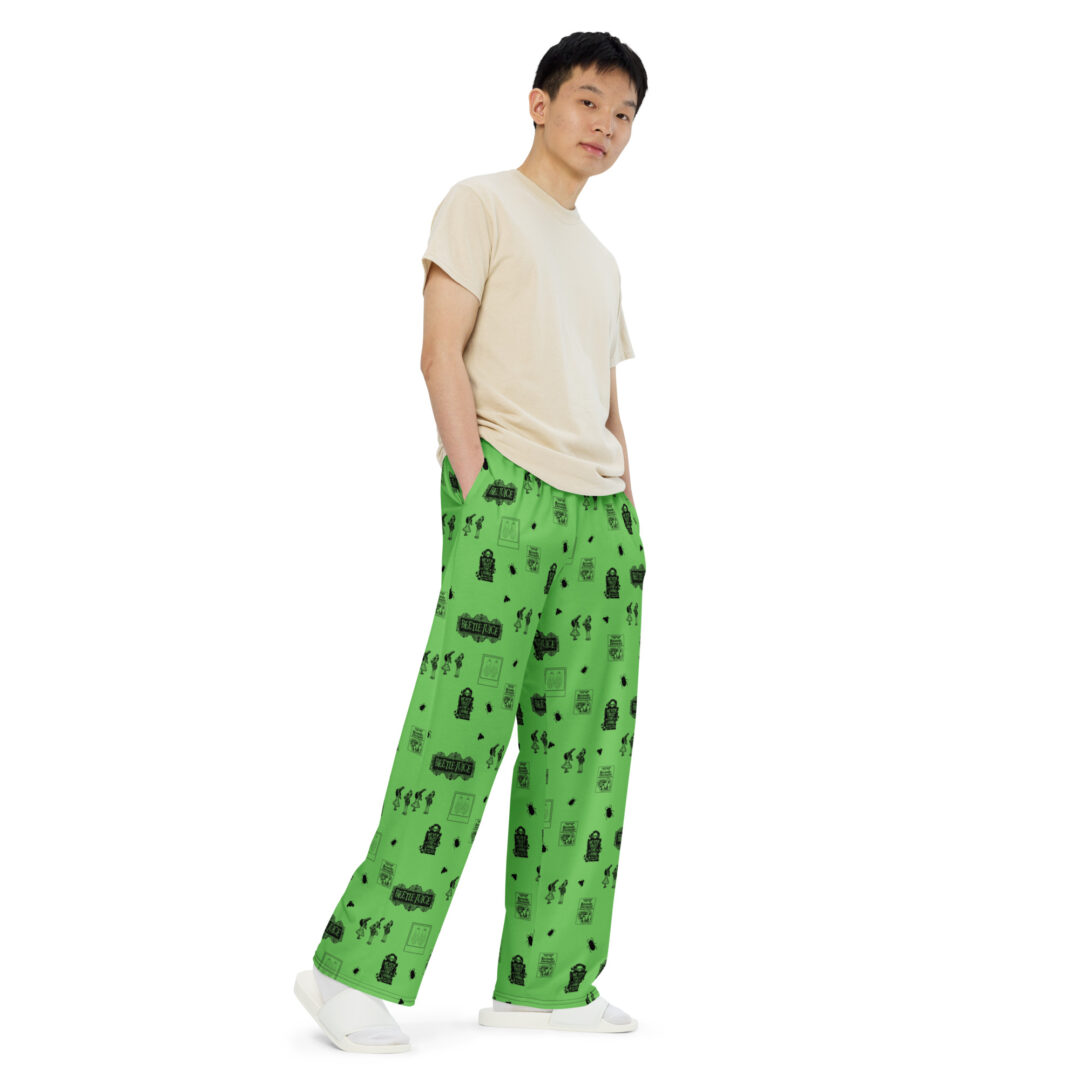 Beetle Juice Green All-over print unisex wide-leg pants - Image 7