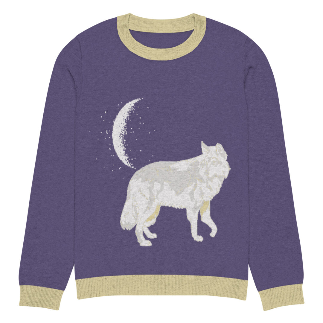 Full Moon Wolf Knitted crew neck sweater | not so ugly sweater - Image 11