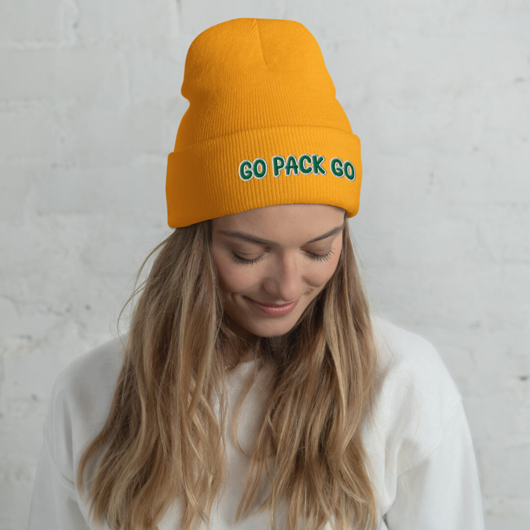 Go Pack Go | Gold and Green | Green Bay Packers | Cuffed Beanie