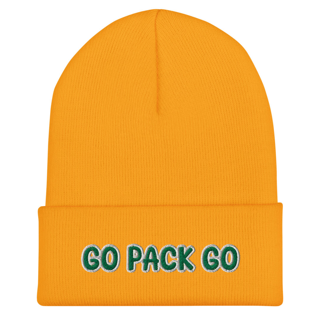 Go Pack Go | Gold and Green | Green Bay Packers | Cuffed Beanie - Image 2