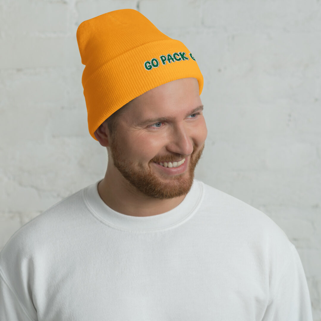 Go Pack Go | Gold and Green | Green Bay Packers | Cuffed Beanie - Image 3