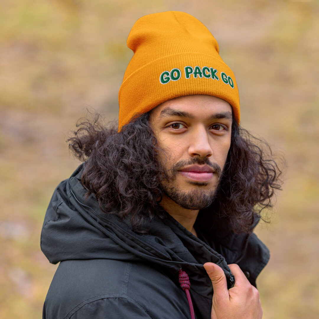 Go Pack Go | Gold and Green | Green Bay Packers | Cuffed Beanie - Image 4