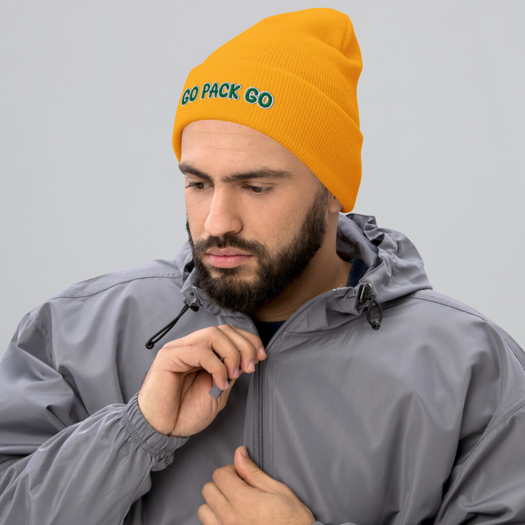 Go Pack Go | Gold and Green | Green Bay Packers | Cuffed Beanie - Image 6