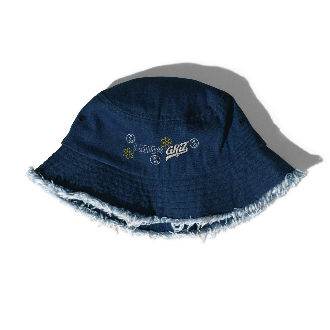 I Miss Griz custom embroidery distressed denim bucket hat - Image 11