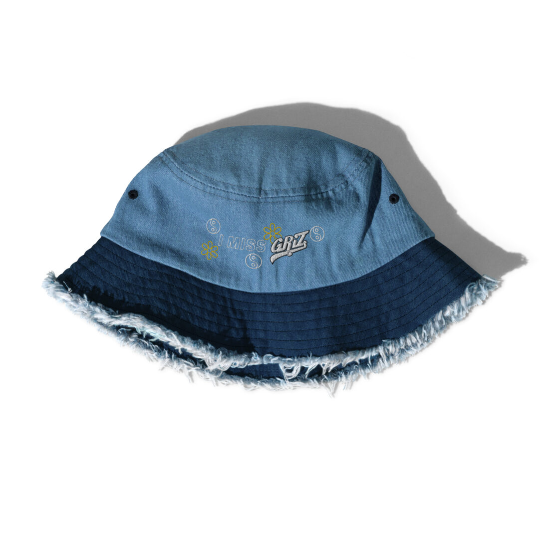 I Miss Griz custom embroidery distressed denim bucket hat - Image 12