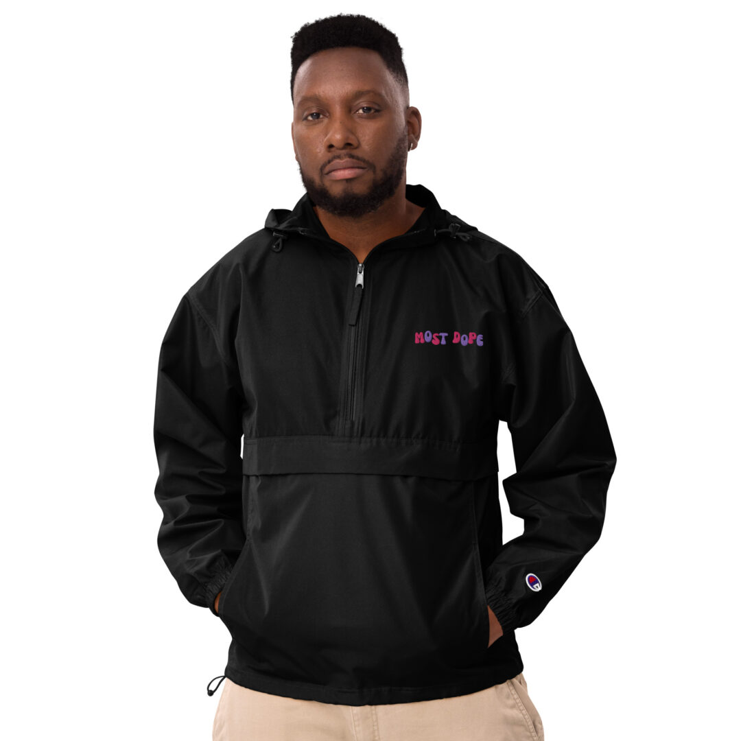 Mac Miller Kids Most Dope | Custom Embroidered Champion Packable Jacket | Kangaroo Pouch Life Proof All Seasons - Image 4
