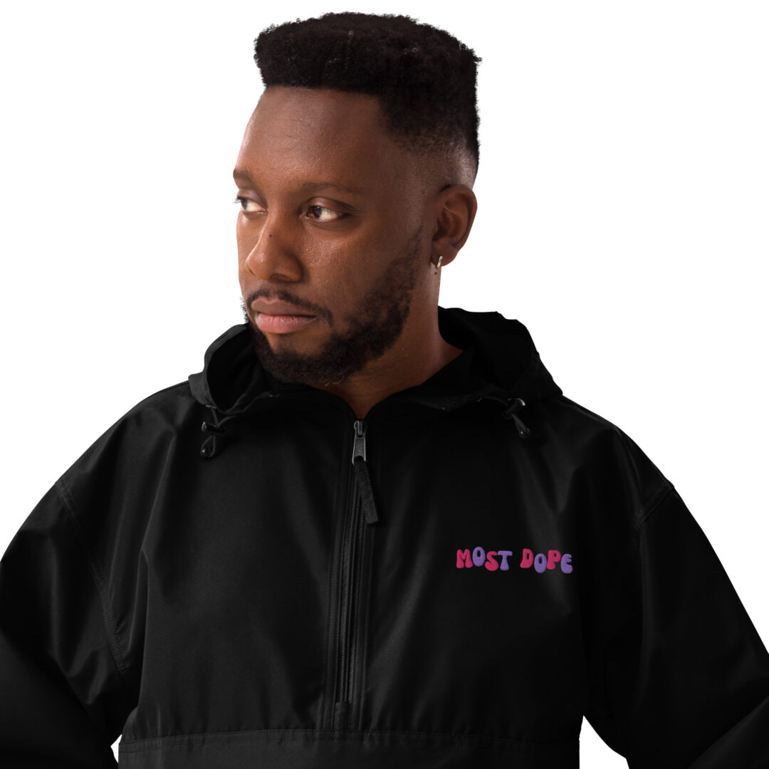 Mac Miller Kids Most Dope | Custom Embroidered Champion Packable Jacket | Kangaroo Pouch Life Proof All Seasons - Image 2