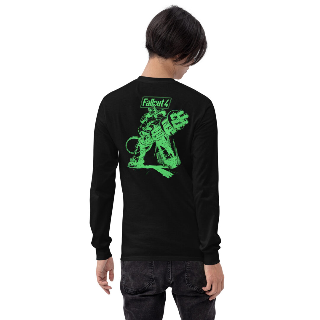 Fallout Cyber Pip Vault Boy Black Green Unisex Long Sleeve T-Shirt - Image 6