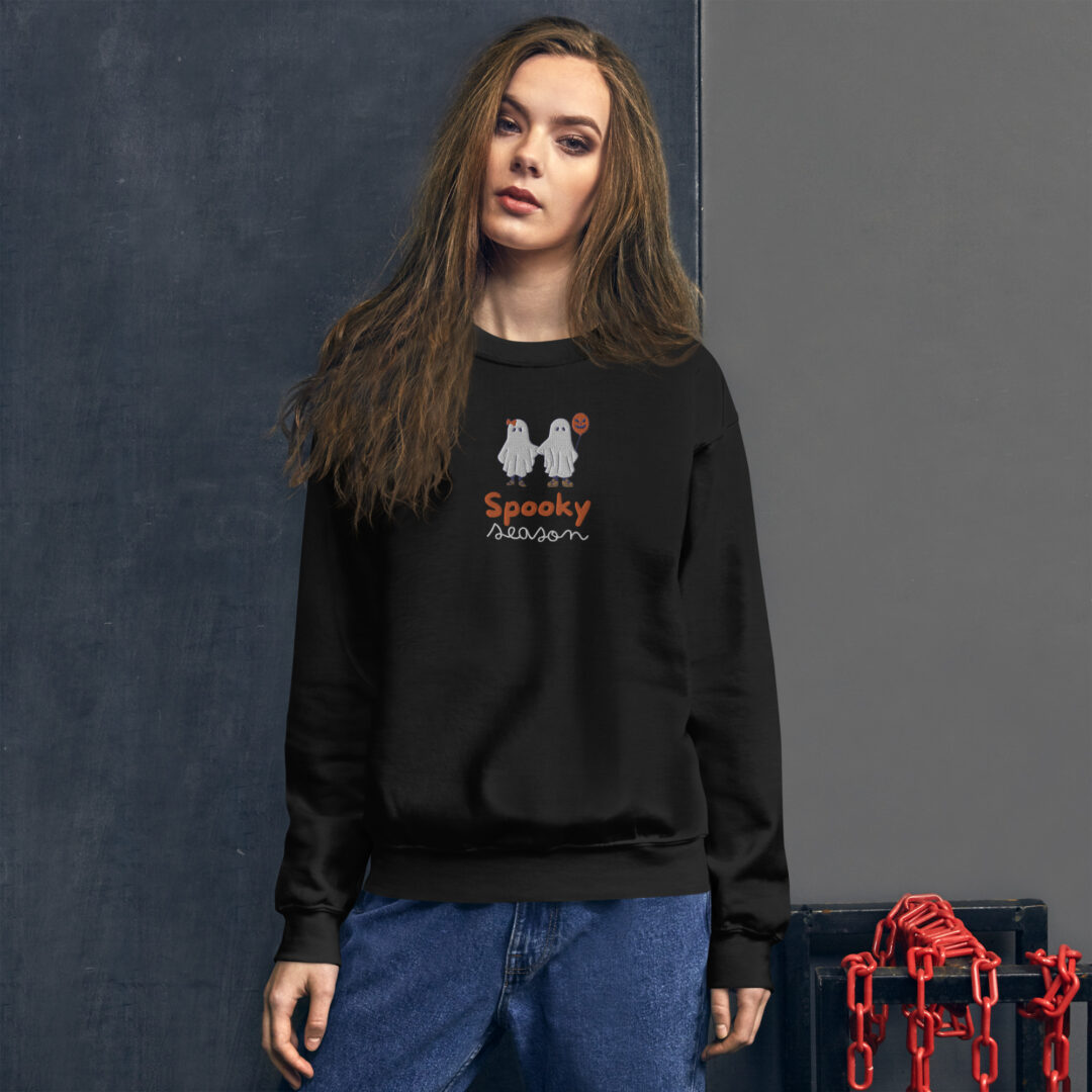 Spooky Season Cute Ghosts Embroidery Unisex Sweatshirt - Image 5