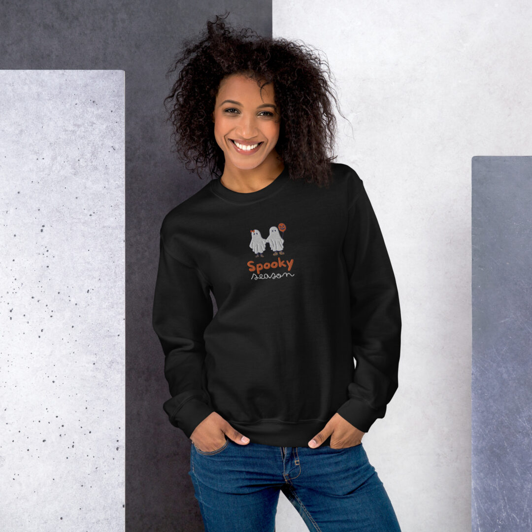 Spooky Season Cute Ghosts Embroidery Unisex Sweatshirt - Image 6