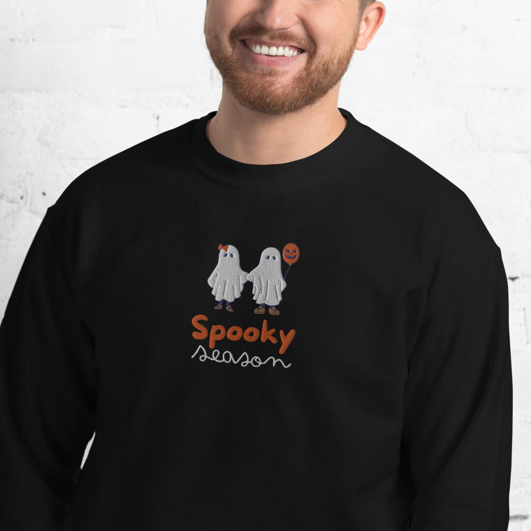 Spooky Season Cute Ghosts Embroidery Unisex Sweatshirt - Image 11