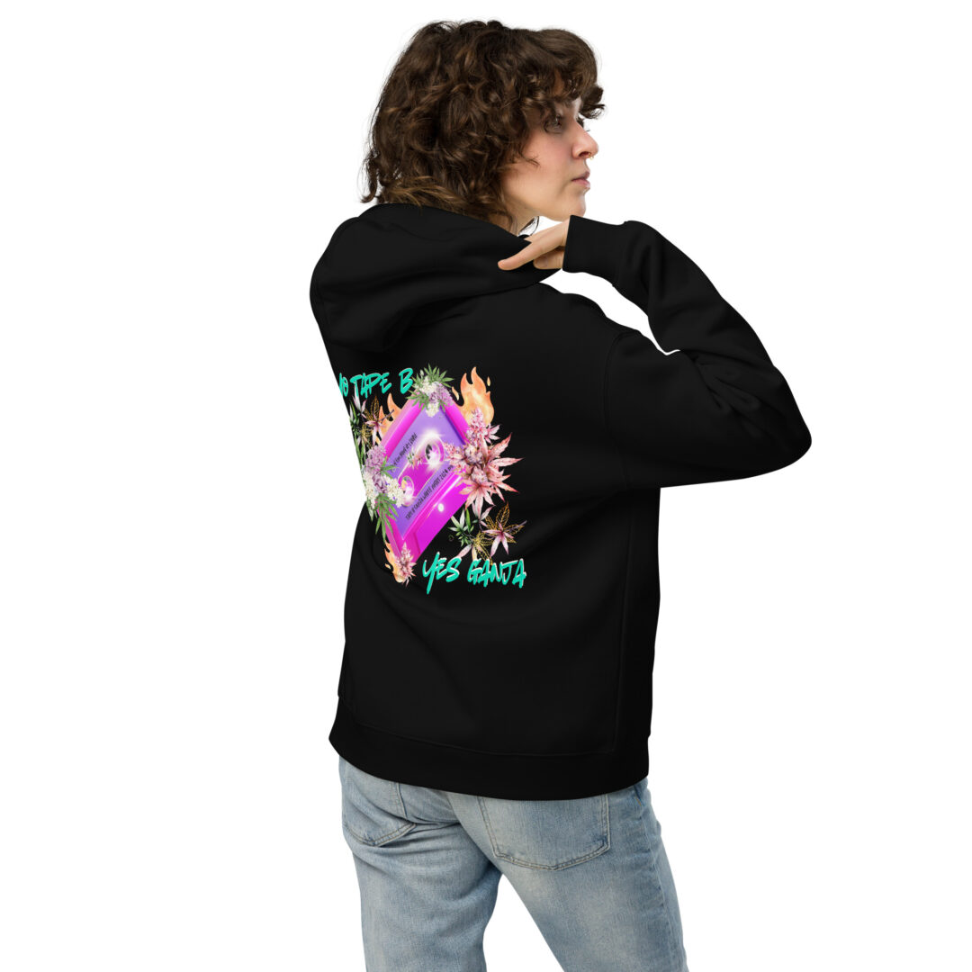 Tape B Ganja White Night Collab Black Over Sized Hoodie - Image 3