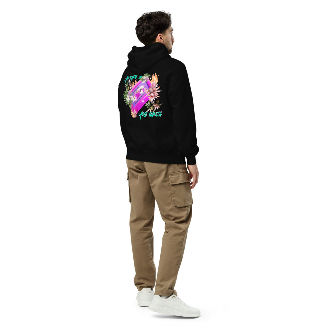 Tape B Ganja White Night Collab Black Over Sized Hoodie - Image 12