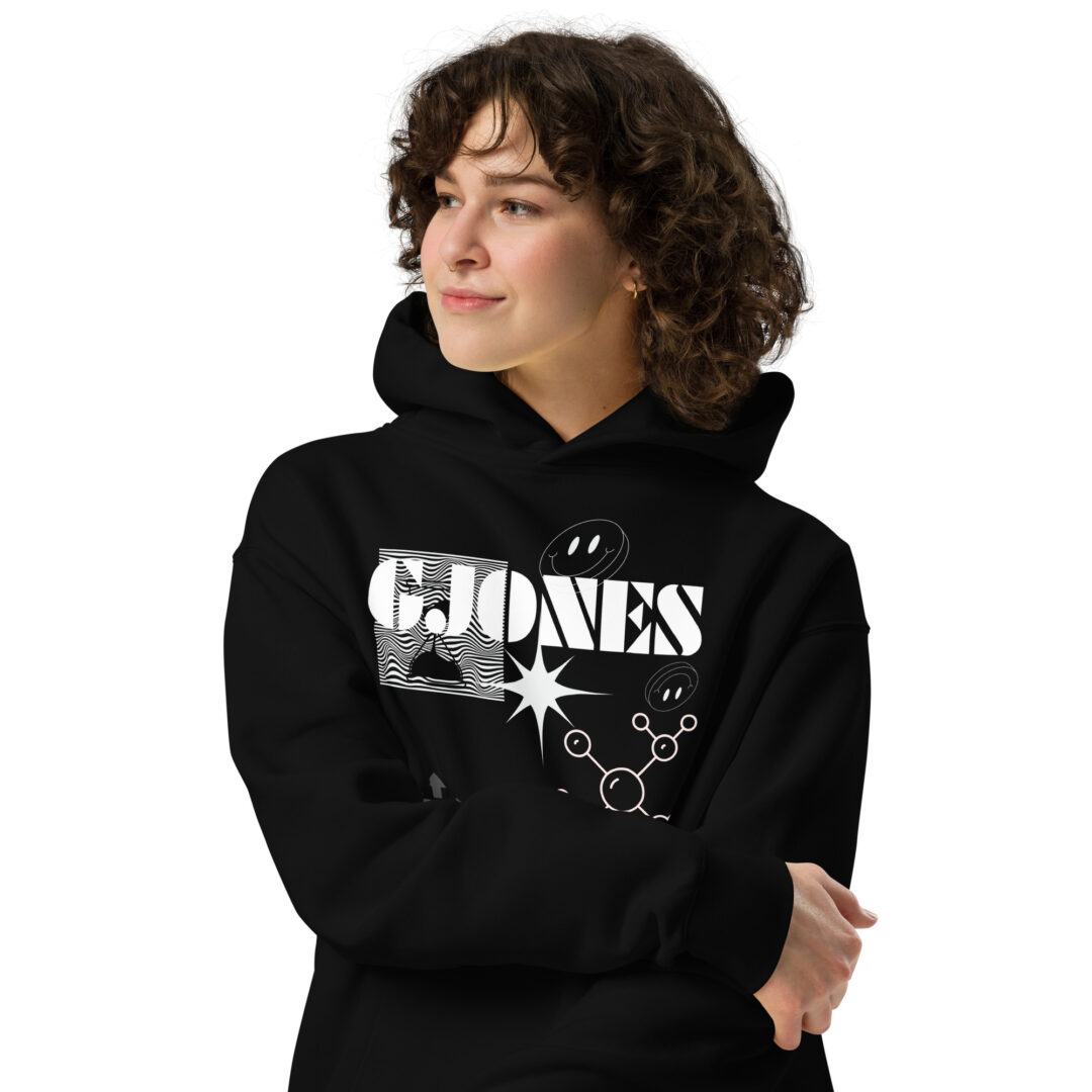 GJONES BAD LAB 001 Unisex oversized hoodie | Black and White Alt Ravewear - Image 7