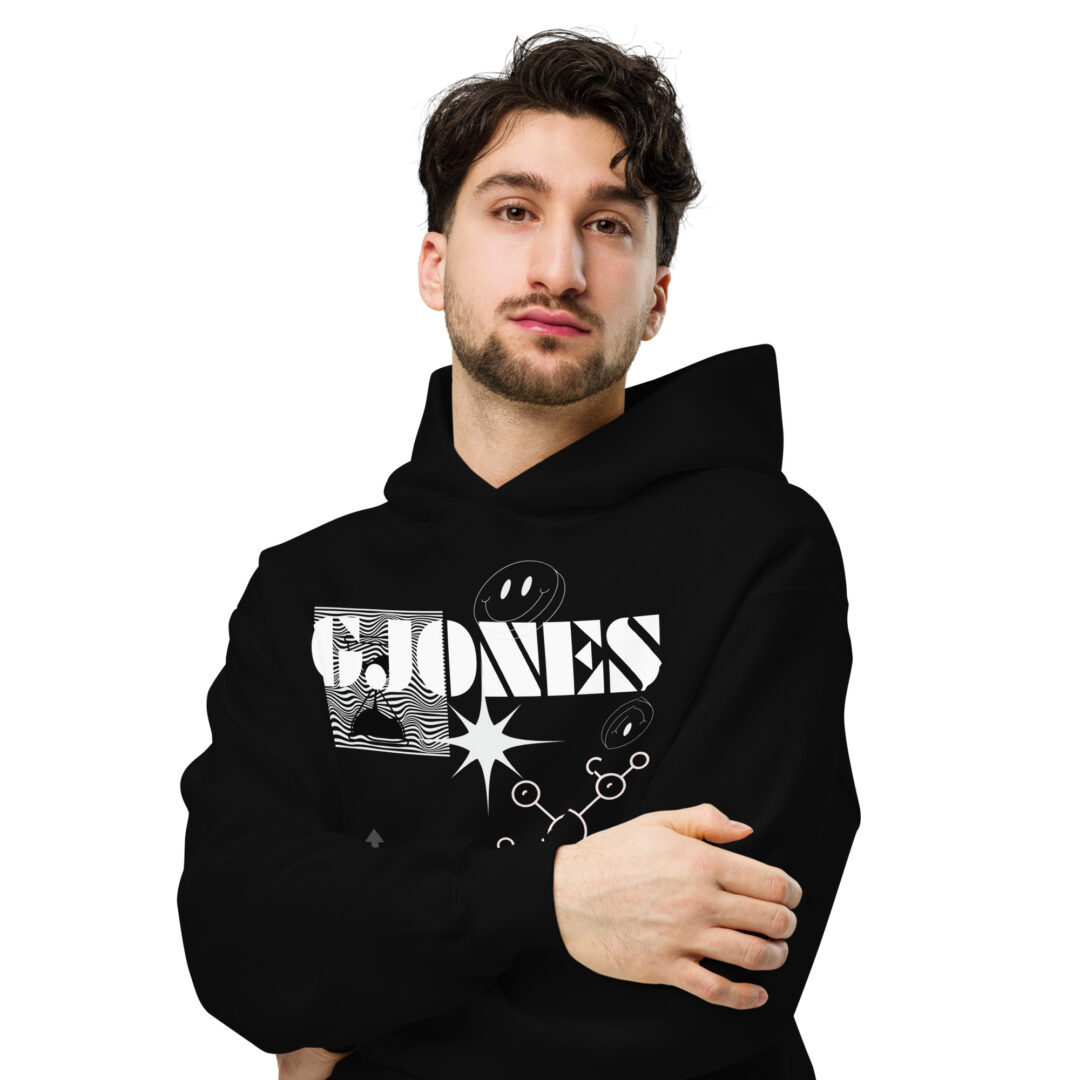 GJONES BAD LAB 001 Unisex oversized hoodie | Black and White Alt Ravewear - Image 8