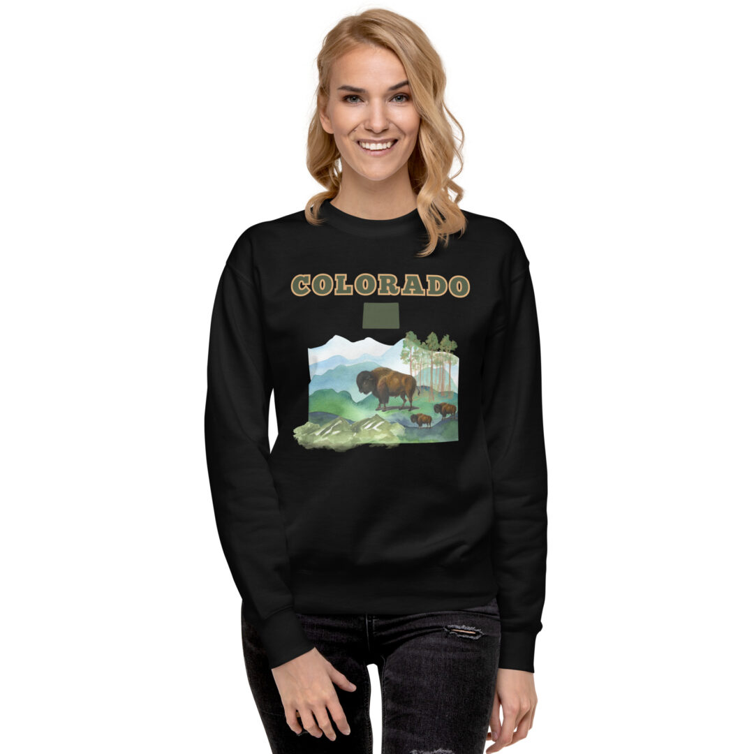 Colorado Watercolor Buffalo Kische Comfy Sweater | Ultimate quality and comfort trendy realistic large graphic shirt - Image 3