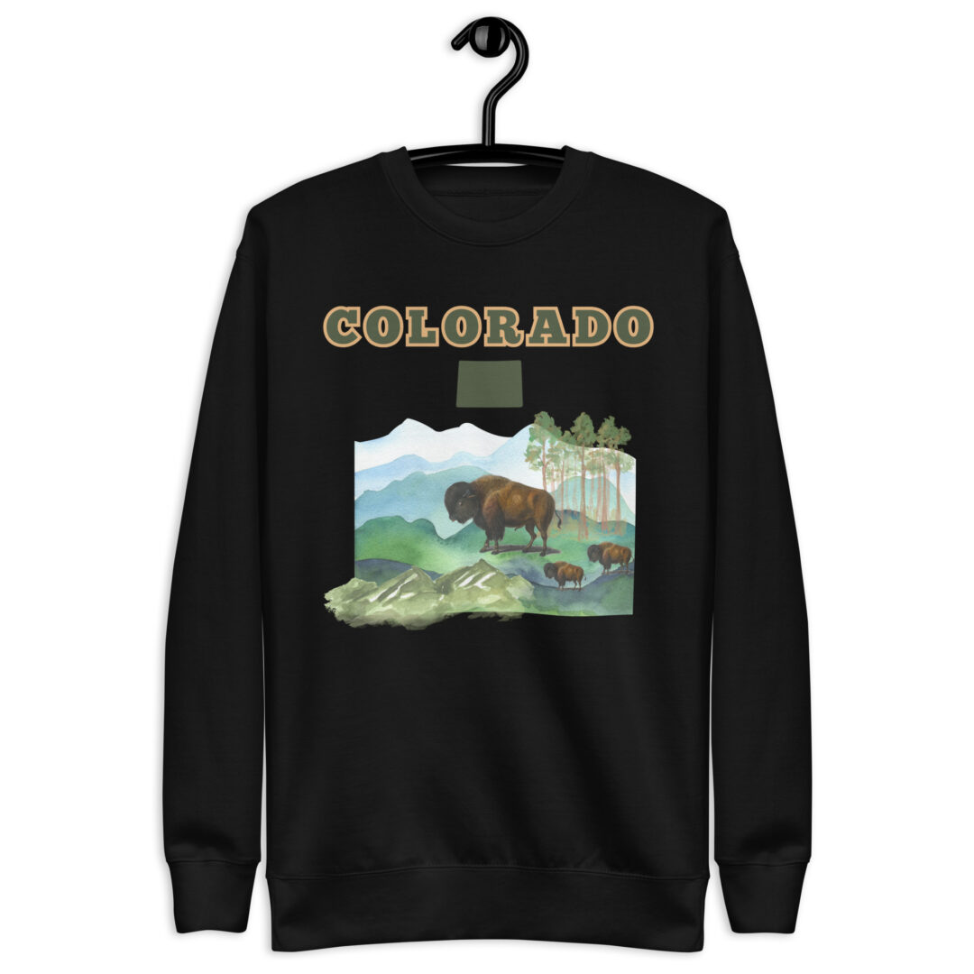 Colorado Watercolor Buffalo Kische Comfy Sweater | Ultimate quality and comfort trendy realistic large graphic shirt