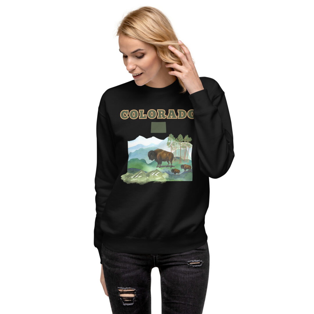 Colorado Watercolor Buffalo Kische Comfy Sweater | Ultimate quality and comfort trendy realistic large graphic shirt - Image 5