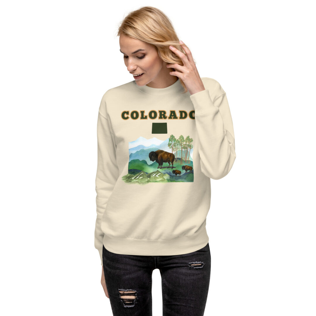 Colorado Watercolor Buffalo Kische Comfy Sweater | Ultimate quality and comfort trendy realistic large graphic shirt - Image 13