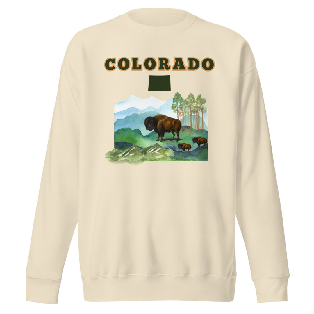 Colorado Watercolor Buffalo Kische Comfy Sweater | Ultimate quality and comfort trendy realistic large graphic shirt - Image 15