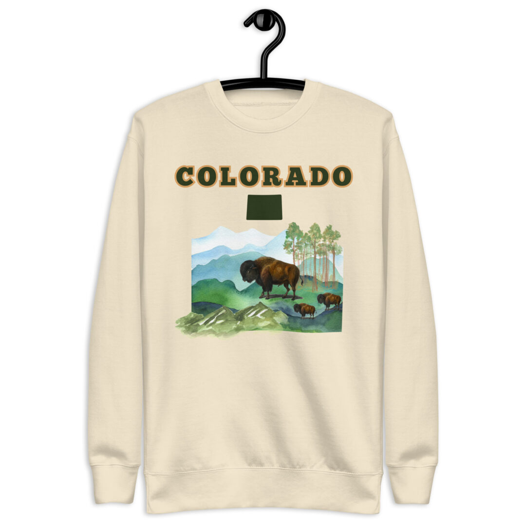 Colorado Watercolor Buffalo Kische Comfy Sweater | Ultimate quality and comfort trendy realistic large graphic shirt - Image 20