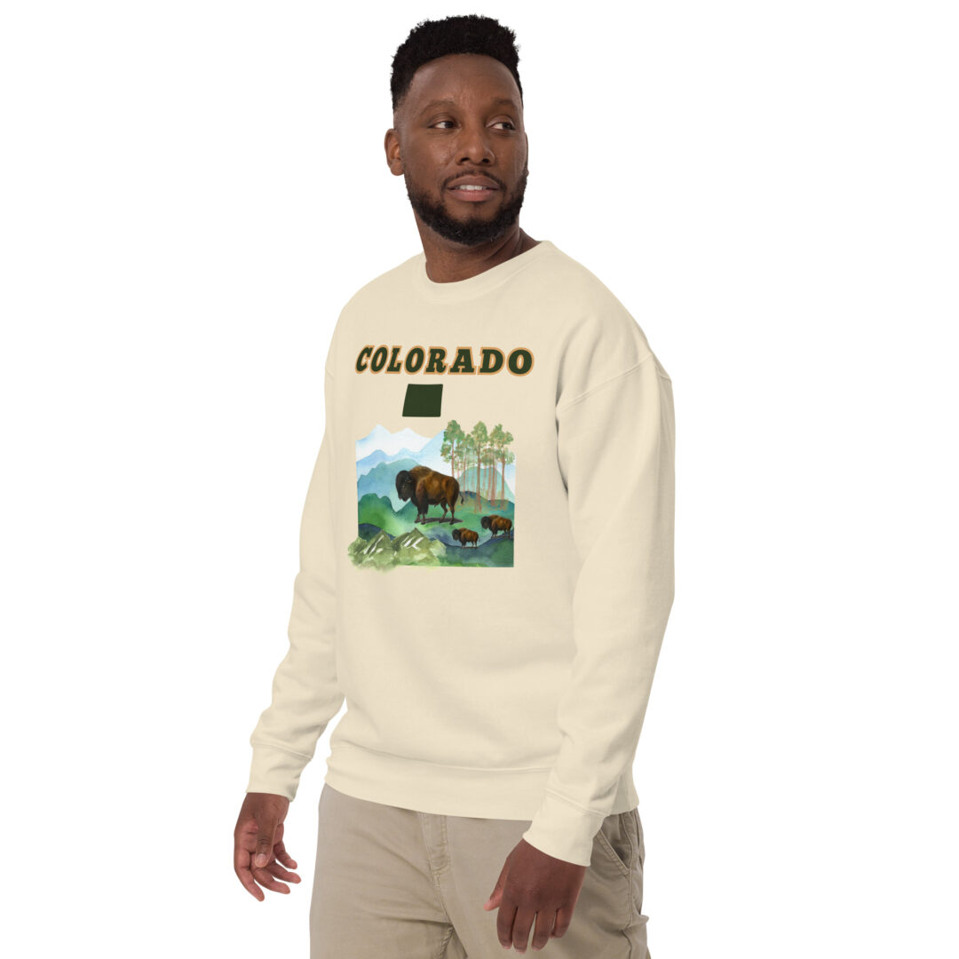 Colorado Watercolor Buffalo Kische Comfy Sweater | Ultimate quality and comfort trendy realistic large graphic shirt - Image 11