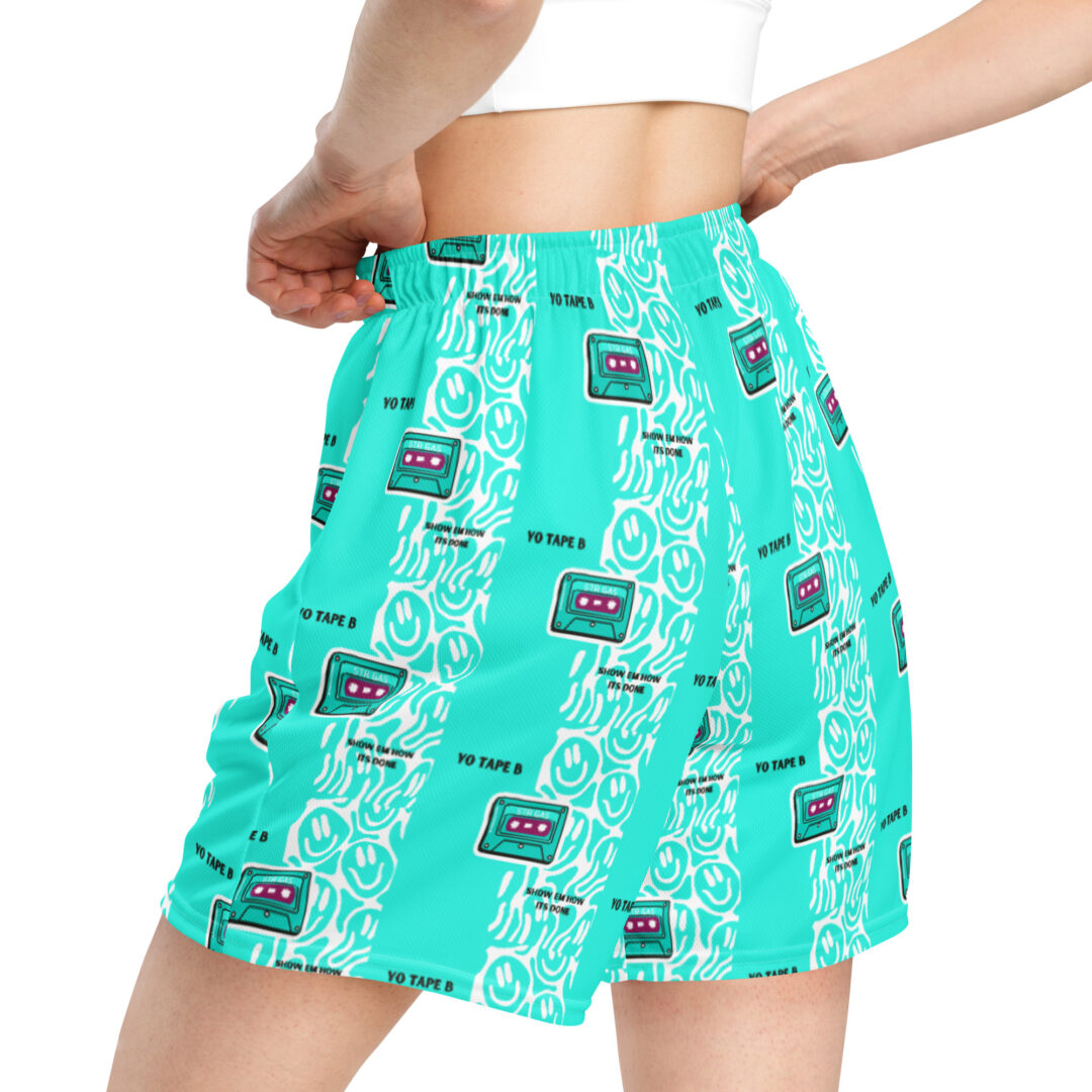 Tape B Trippy Mints EDM Unisex Shorts with Pockets - Image 6