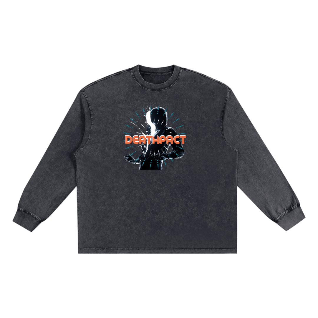 Deathpact Duality Split Snow Washed Oversize Long Sleeve T-shirt - Image 7