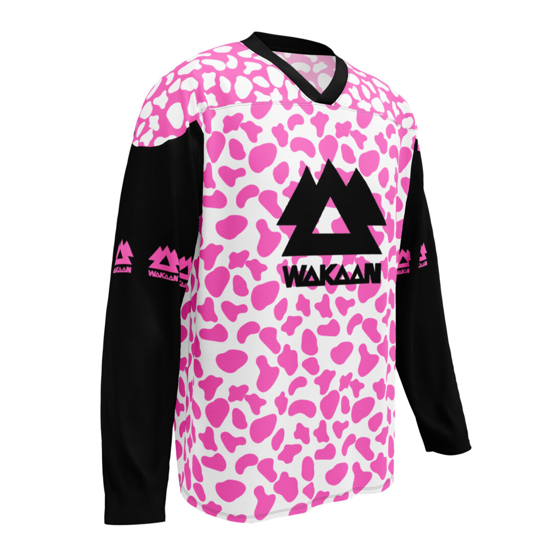 Wakaan Pink Cow Print Custom Hockey Jersey | Custom Name and Number - Image 3