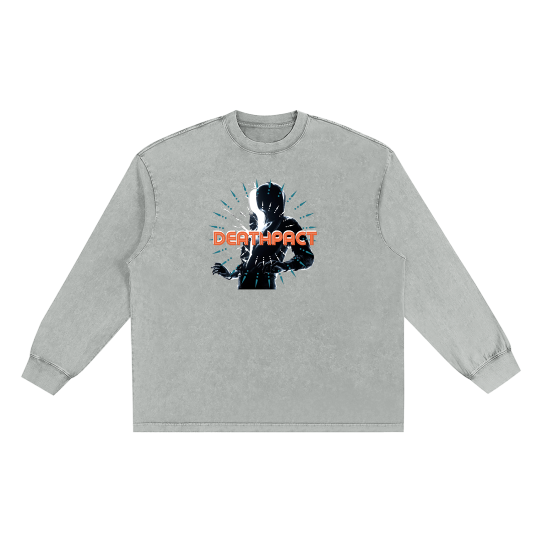 Deathpact Duality Split Snow Washed Oversize Long Sleeve T-shirt - Image 3