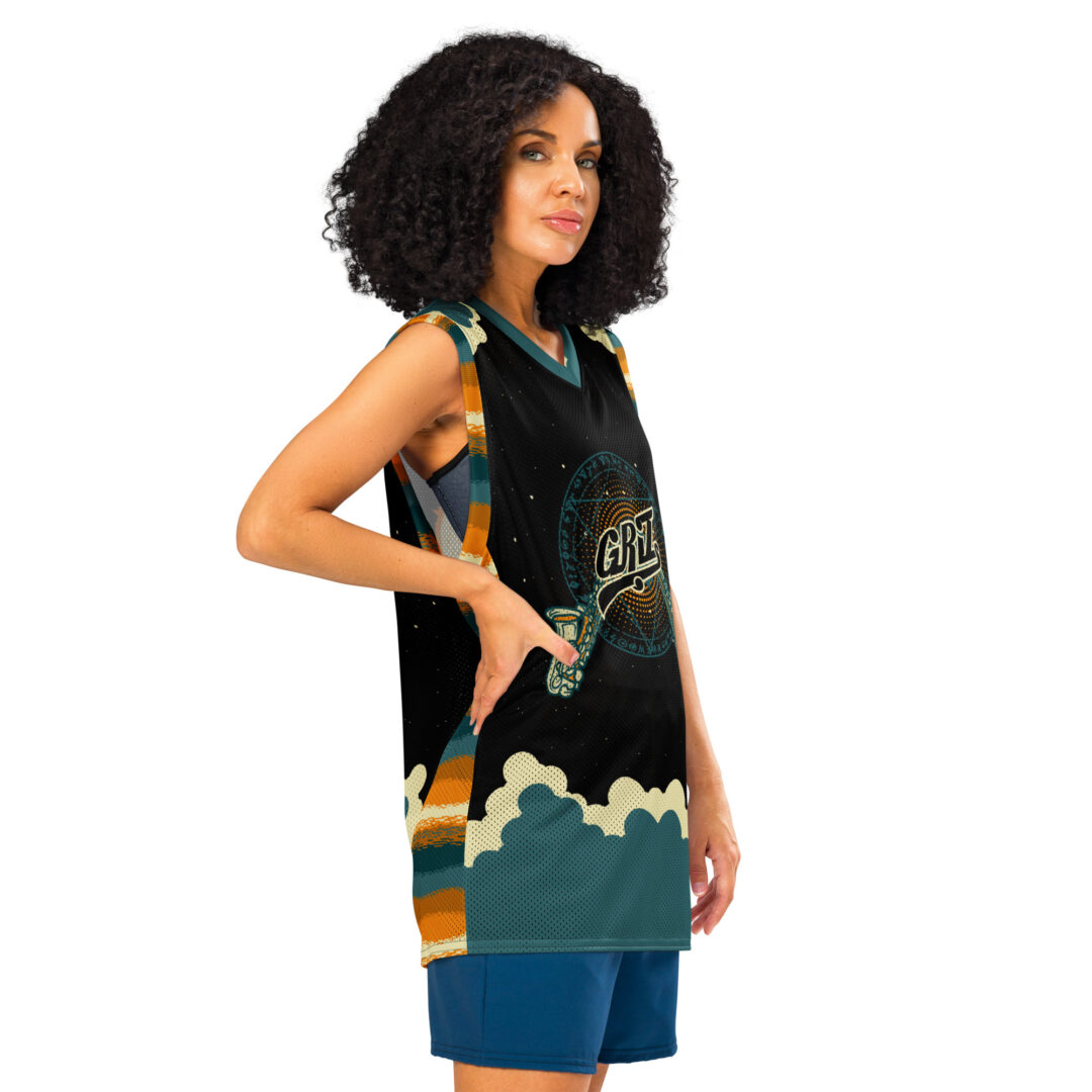 Griz Saxy Space Basketball Jersey | Custom Name and Number Rave EDM - Image 3